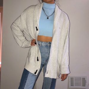 Express Cream Button Up Sweater